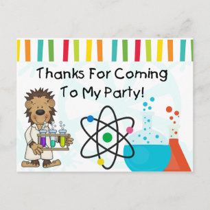 Monkey Mad Scientist Science Birthday Tack Vykort