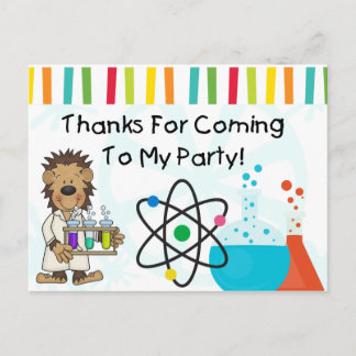 Monkey Mad Scientist Science Birthday Tack Vykort