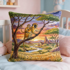 Monkey Mama And Baby Safari Animals  Kudde