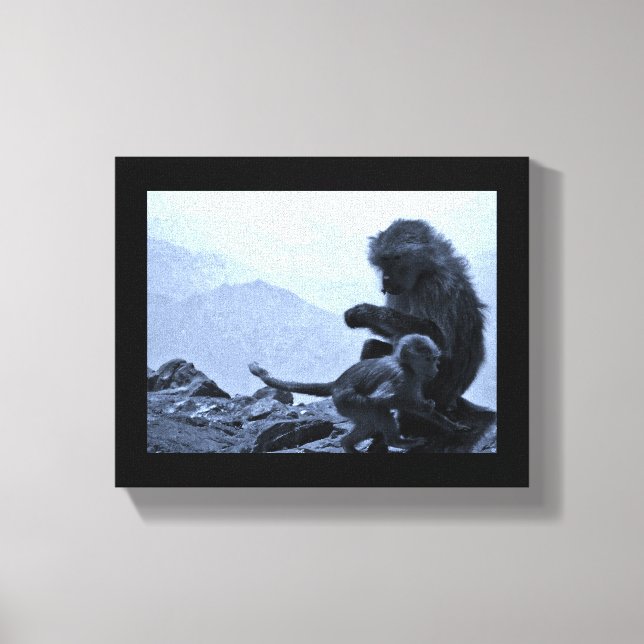 Monkey Mamma och Baby Canvastryck (Framsida)