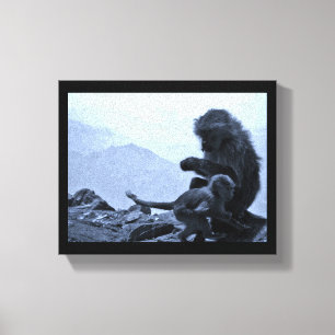 Monkey Mamma och Baby Canvastryck