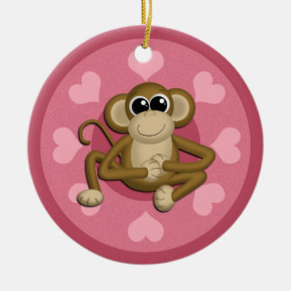 Monkey Me Rosa Kärlek keramisk prydnadsföremål Julgransprydnad Keramik