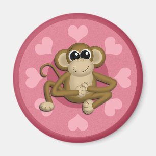 Monkey Me Rosa Kärlek magnet