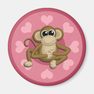 Monkey Me Rosa Kärlek magnet