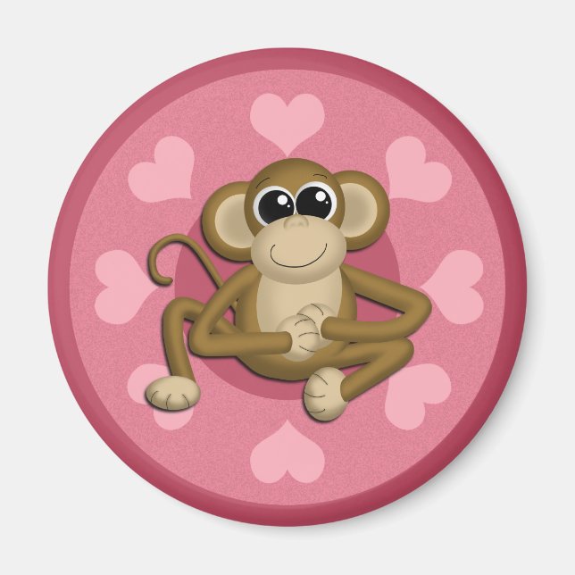 Monkey Me Rosa Kärlek magnet (Framsidan)