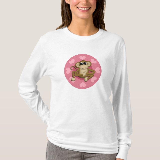 Monkey Me Rosa Kärlek shirt T (Framsida)