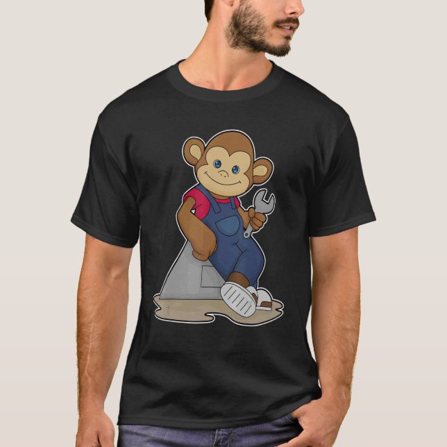 Monkey Mechanic Wrench T Shirt (Framsida)