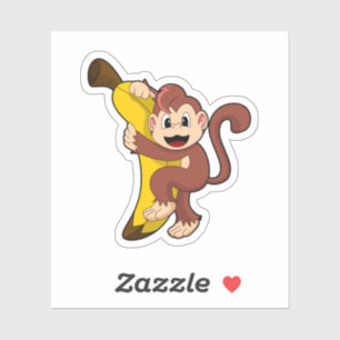 Monkey med Banana (1).PNG Klistermärken