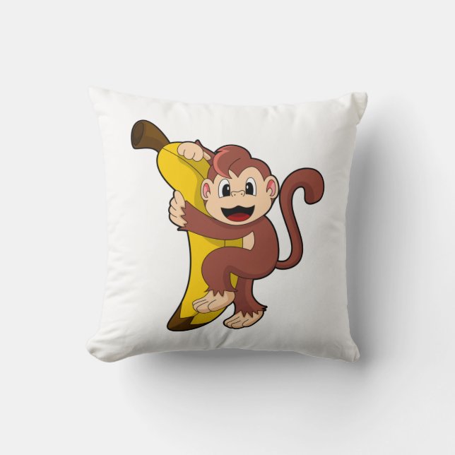 Monkey med Banana (1).PNG Kudde (Framsida)