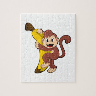 Monkey med Banana (1).PNG Pussel