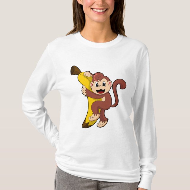 Monkey med Banana (1).PNG T Shirt (Framsida)