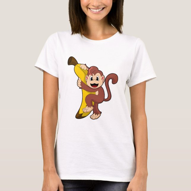 Monkey med Banana (1).PNG T Shirt (Framsida)