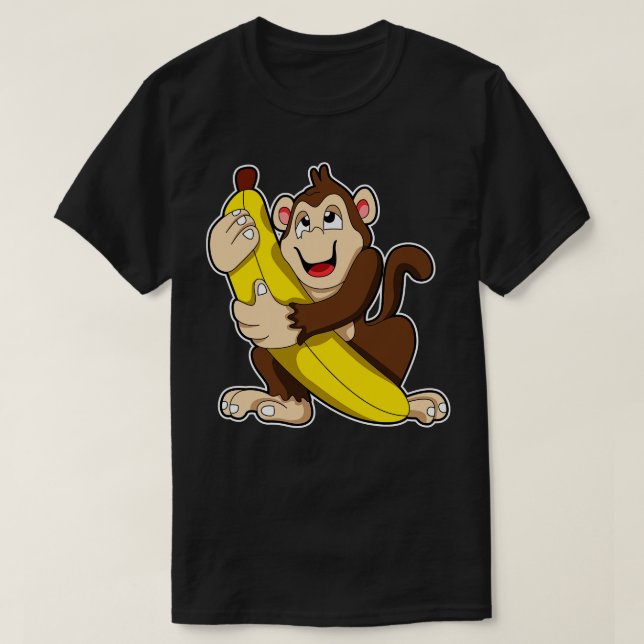 Monkey med Banana 6 T Shirt (Design framsida)