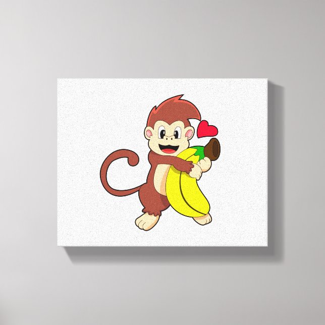 Monkey med Banana Canvastryck (Framsida)
