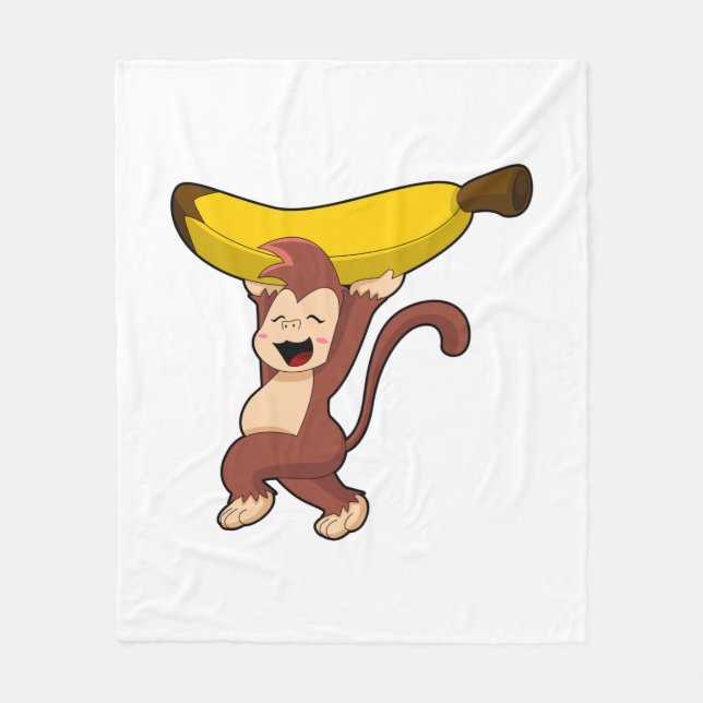Monkey med Banana Fleecefilt (Framsidan)