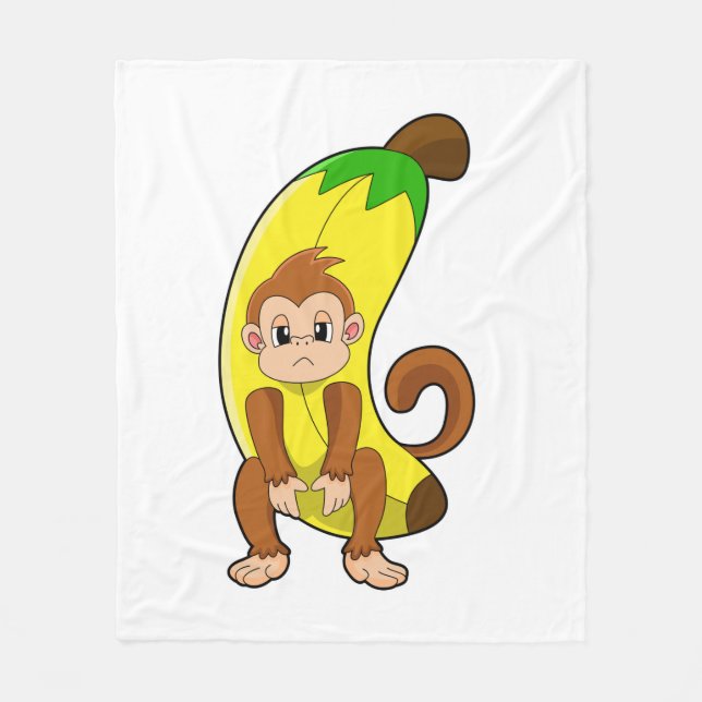 Monkey med Banana Fleecefilt (Framsidan)