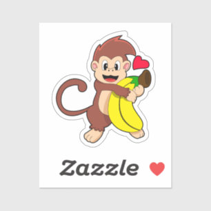Monkey med Banana Klistermärken