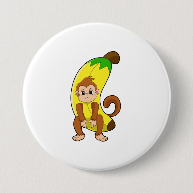 Monkey med Banana Knapp (Framsida)