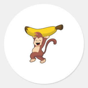 Monkey med Banana Runt Klistermärke