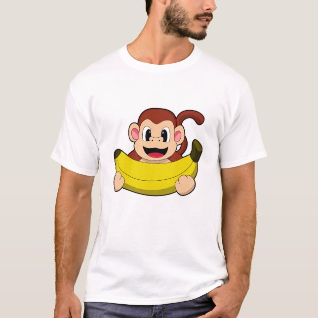 Monkey med Banana T Shirt (Framsida)