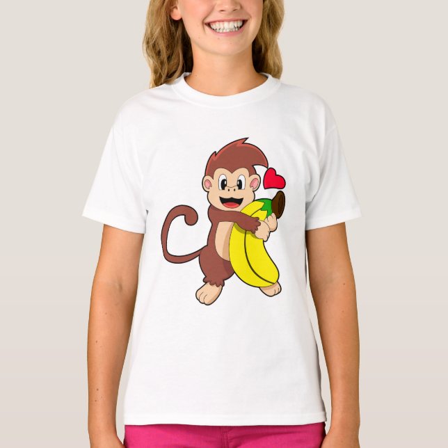Monkey med Banana T Shirt (Framsida)