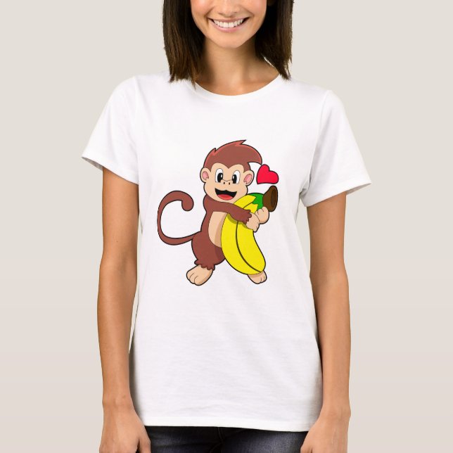 Monkey med Banana T Shirt (Framsida)