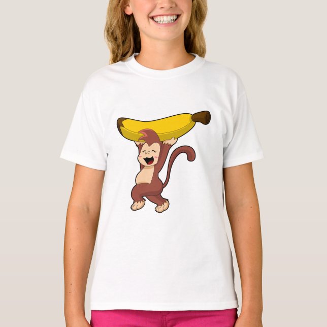 Monkey med Banana T Shirt (Framsida)