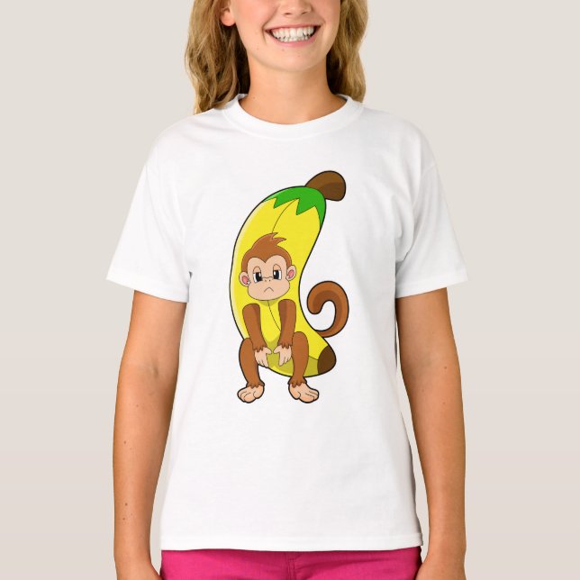 Monkey med Banana T Shirt (Framsida)