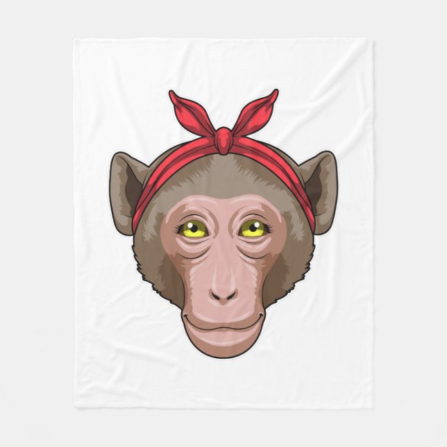 Monkey med Bandana Fleecefilt (Framsidan)