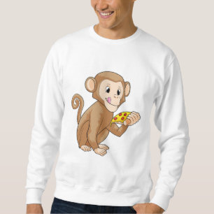 Monkey med Biet i Pizza Lång Ärmad Tröja