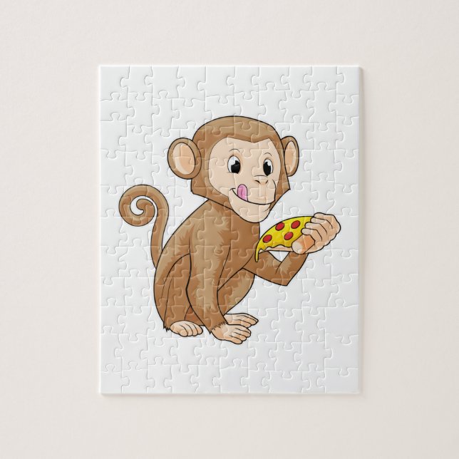 Monkey med Biet i Pizza Pussel (Vertikal)