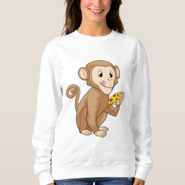 Monkey med Biet i Pizza T Shirt (Framsida)