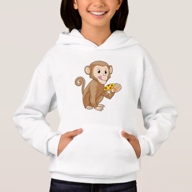 Monkey med Biet i Pizza T Shirt (Framsida)