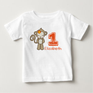 Monkey med blomkruka Kawaii-födelsedag T-shirt