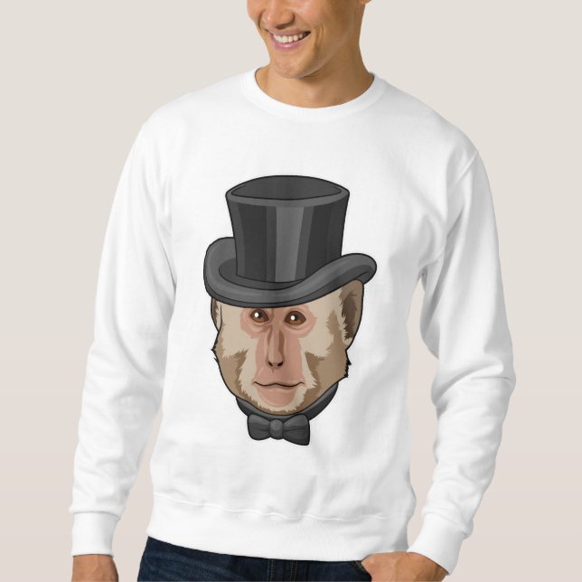 Monkey med Cylinder Lång Ärmad Tröja (Framsida)