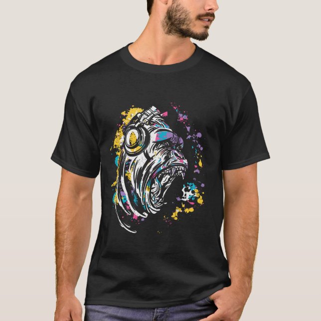 Monkey med D-hörlurar och solglasögon T Shirt (Framsida)