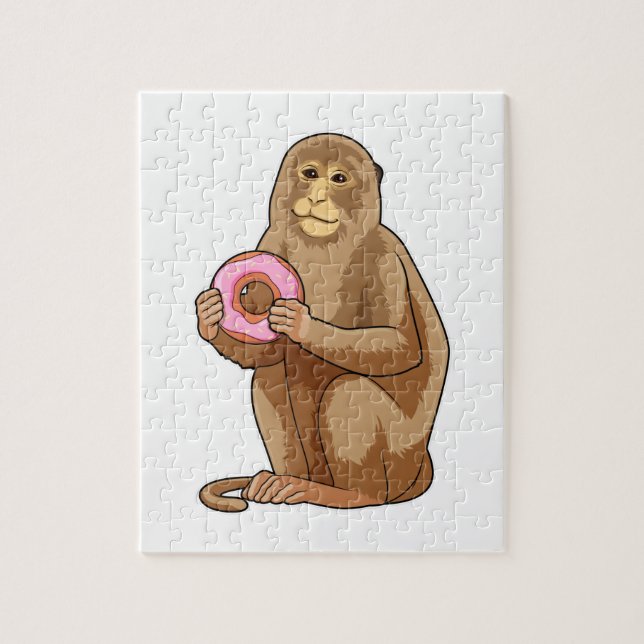 Monkey med Donut Pussel (Vertikal)