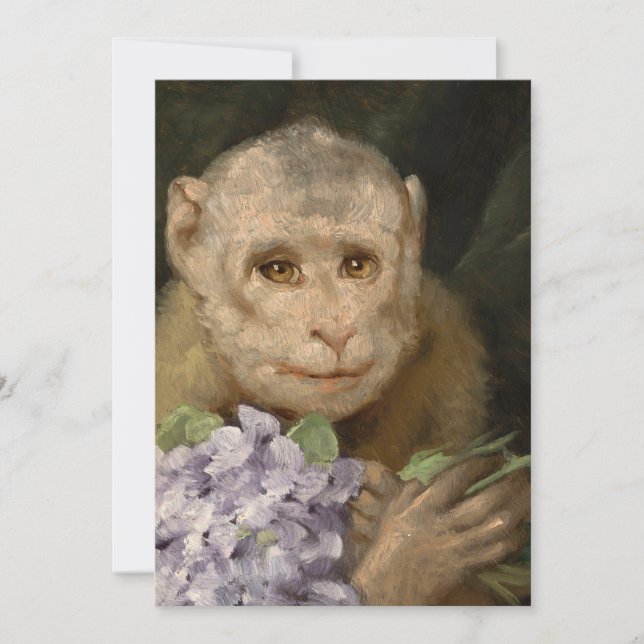 Monkey med en Bouquet Violets | Gabriel von Max (Framsida)