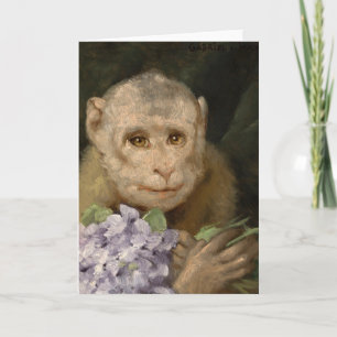 Monkey med en Bouquet Violets Gabriel von Max Kort