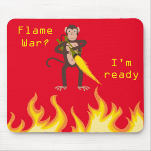 Monkey med en flambärare på Internet Flame Krig Musmatta