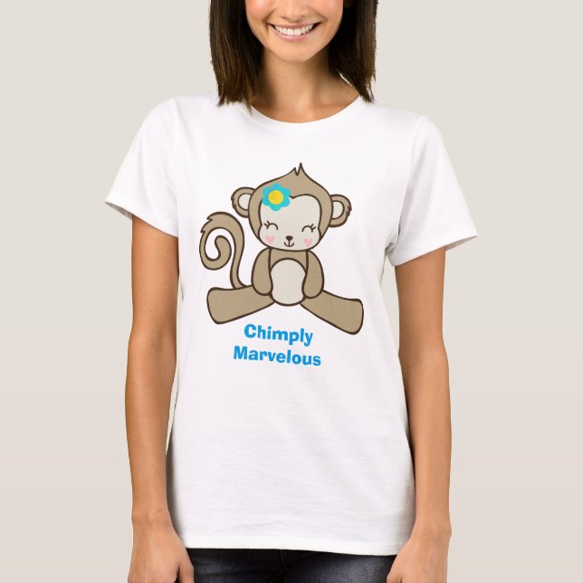 Monkey med ett blomstersegment chansin underbart t-shirt (Framsida)
