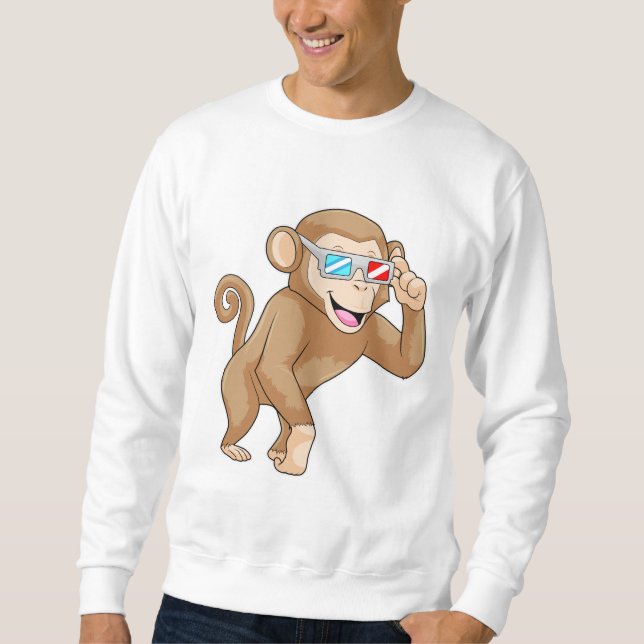 Monkey med glasögon lång ärmad tröja (Framsida)