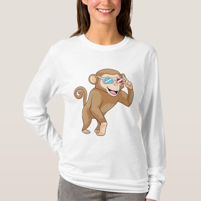 Monkey med glasögon t shirt (Framsida)