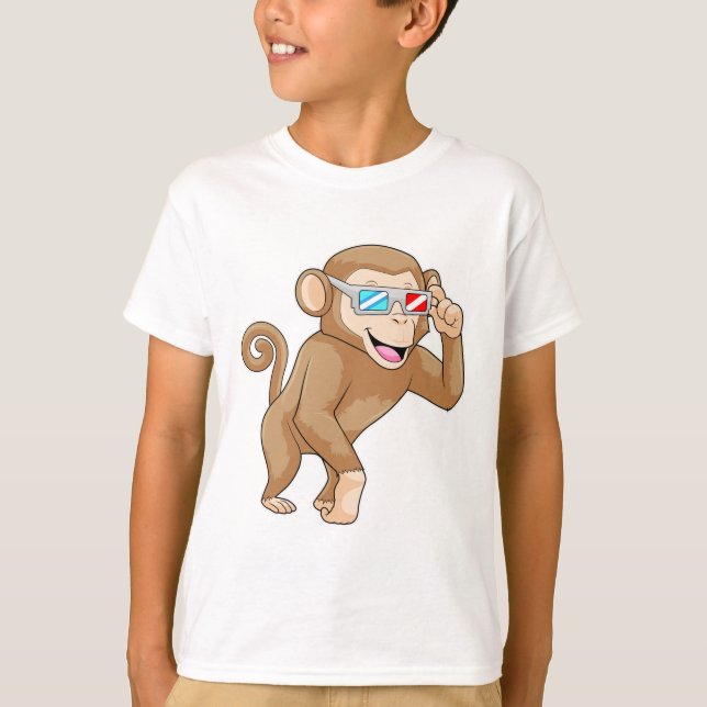 Monkey med glasögon t shirt (Framsida)