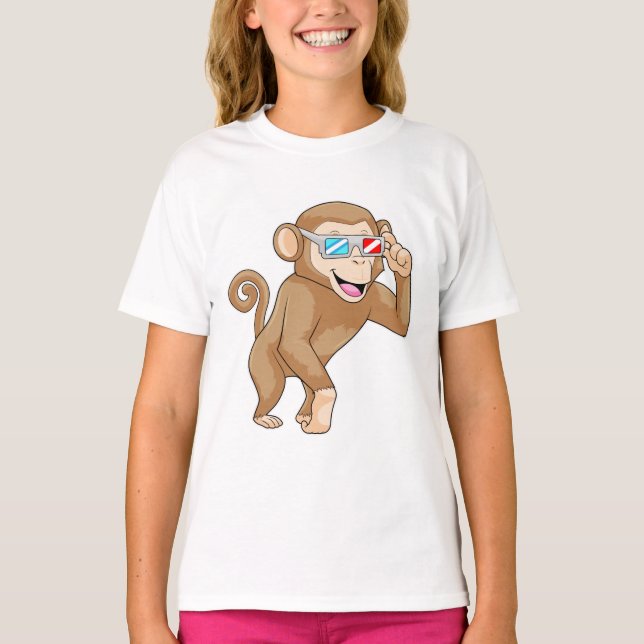 Monkey med glasögon t shirt (Framsida)