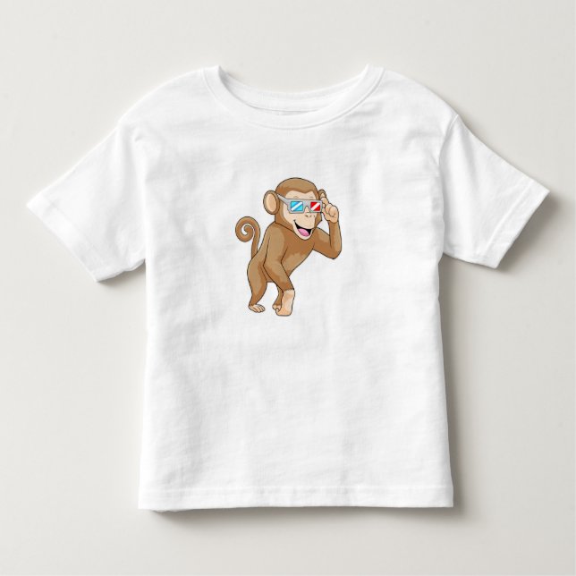 Monkey med glasögon t shirt (Framsida)