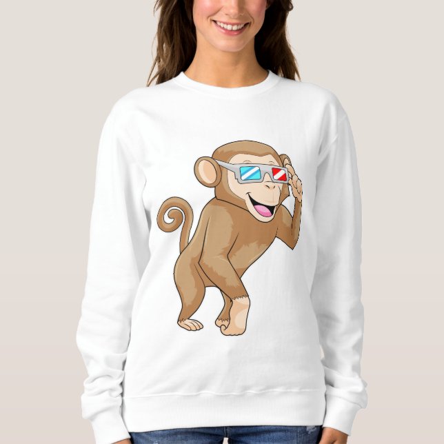 Monkey med glasögon t shirt (Framsida)