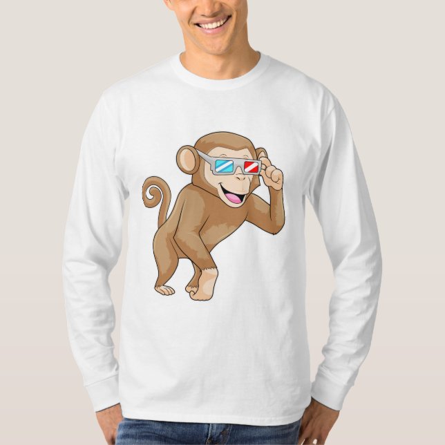 Monkey med glasögon t shirt (Framsida)