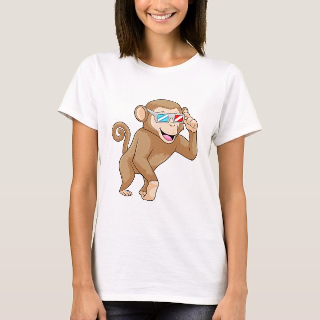 Monkey med glasögon t shirt (Framsida)