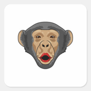 Monkey med Kiss mouth Fyrkantigt Klistermärke